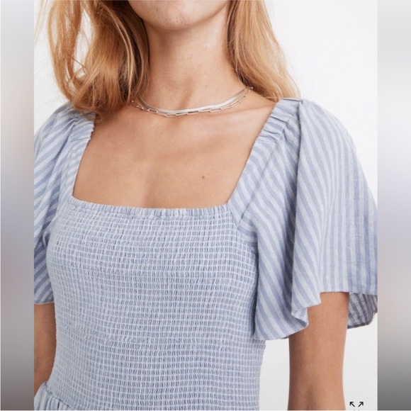 Madewell Blue Striped Midi Dress - Picture 8 of 14